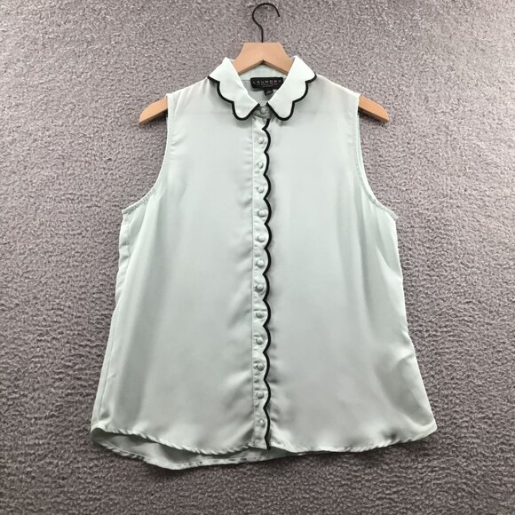 Laundry by Shelli Segal Sleeveless Scalloped Blouse Mint‎ M - Picture 3 of 5